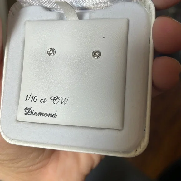 1/10 Ct. Diamond 10k White Gold Bezel Stud Earrings - Picture 3 of 10